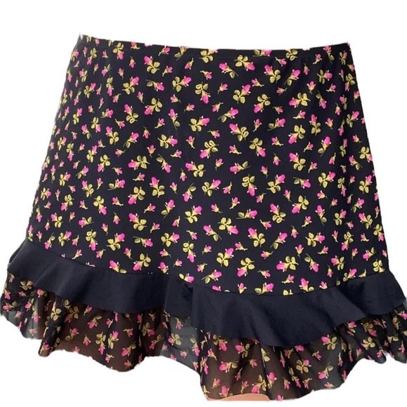 Betsey Johnson Floral Swim Coverup Skirt - Black and Pink - Picture 2 of 9